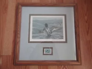 FRAMED 1989 NEW YORK MIGRATORY BIRD STAMP AND PRINT-ROBERT BATEMAN 2409/3330 - Picture 1 of 4