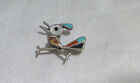 Southwest Road Runner Brooch/ Or Pendant W, Inlay Stones 1"