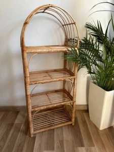 NEUF étagère en osier voûté unité d'étagère en rotin arc bibliothèque boho rangement etagère - Photo 1/6