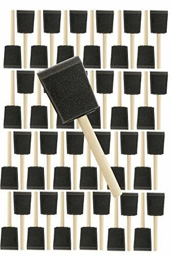 Pro Grade 2 Inch Foam Sponge Wood Handle Paint Brush Set 48 Value Pack Lightw