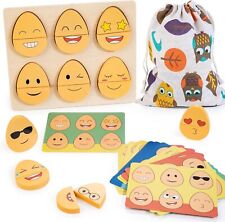 Bravmate Wooden Expression Puzzles Set, Montessori Sensory Toys for Toddlers 3-5