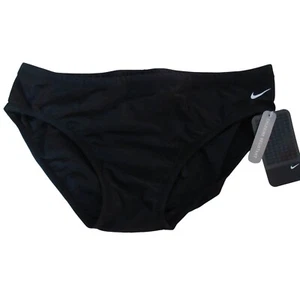 Nike Womens Sand Sport Bikini Size 36 Black Stretch Logo Swimsuit 93166 NEW - Picture 1 of 5