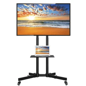 Mobile Floor Standing TV Cart Mount Bracket for 32-70" TV w/ Steel Storage Trays - Picture 1 of 12