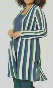 INC International Concepts Plus Size Striped Metallic Completer Sweater, 1X - Picture 1 of 2