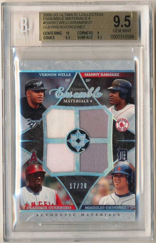 2006 Ultimate MANNY RAMIREZ Magglio Ordonez VLADIMIR GUERRERO Quad Jersey #/20 - Image 1 of 1