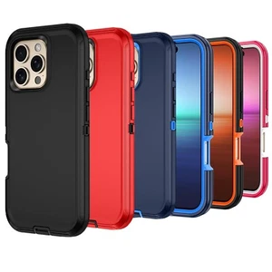 For Apple iPhone 16 15 14 13 12 11 Pro Max Shockproof Rugged Defender Case Cover - Picture 1 of 13