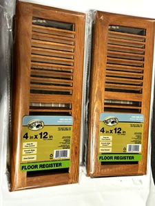 2X Oak Wood 4 in. x 12 in. 2-Way Wooden Floor Register in Medium Oak Finish - Picture 1 of 2