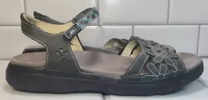 Sandalias para mujer JBU Jambu 9,5 veganas grises/azuladas/cuero negro flor silvestre CONFORT - Imagen 1 de 8