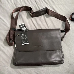Dantens Crossbody Womens Mens Unisex Designer Leather Messenger Murse /bag  NWT - Picture 1 of 14