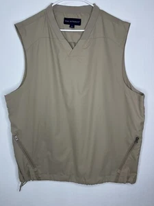 Port Authority Tan Windbreaker Vest Mens Size XL Drawstring Pockets Zip V Neck - Picture 1 of 16