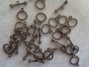 Clasp, toggle, antique brass "pewter" (zinc-based alloy), 10mm double-sided - Picture 1 of 2