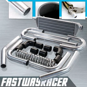 Universal Black Polished 2.5'' Aluminum FMIC Intercooler Piping Kit DIY Pipe Kit - Picture 1 of 1