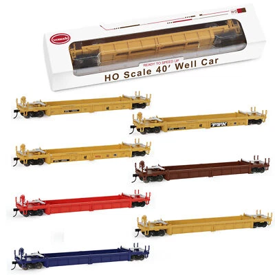 Evemodel Train 3 Units HO Scale 1:87 40' Well Car 40ft Painted Trailer TTX C8749 - Image 1 of 4