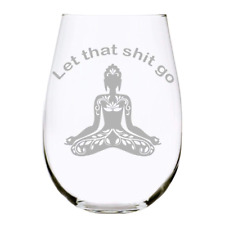 C & M Personal Gifts Buddha Engraved Stemless Wine Glass (Pack of 1) –Yoga Wine 