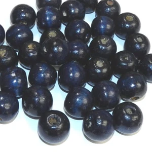 WL771 Dark Blue 19mm Semi- Round Wood Spacer Beads 250-grams - Picture 1 of 3