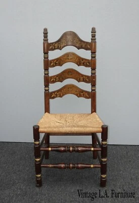 Silla vintage francesa Country Rush con respaldo pintado floral Foto 1 de 4