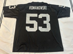 Vtg Adidas BILL ROMANOWSKI #53 Oakland LA Las Vegas Raiders Jersey Mens Large L - Picture 1 of 11