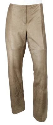 KENZO 复古砂棕色羊皮中腰直筒皮裤 40 — 第 1/4 张图片