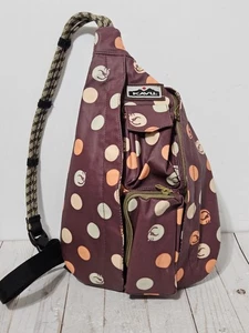 KAVU Ropette Sling Crossbody  Backpack Plum Polka Dots Hiking Bag Catnap Print - Picture 1 of 21