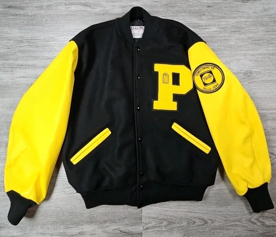 Vintage 90s DeLong Wool Blend Letterman Varsity Jacket Mens Size XLarge USA Made - Image 1 of 4
