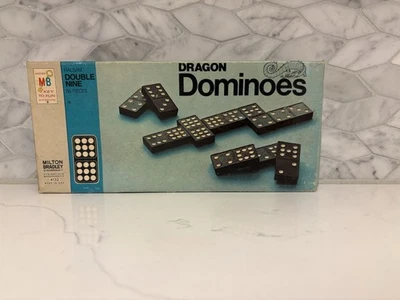 1970 Brown Wooden DRAGON Double Nine Dominoes, 55 Pieces, Milton Bradley, 4132 - Image 1 of 4