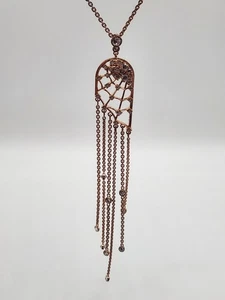 Collar Swarovski Telaraña Tono Oro Rosa con Borlas Longitud Ajustable - Imagen 1 de 9