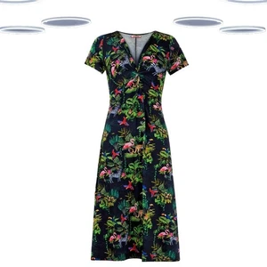 Ex Joe Browns Women's Short Sleeve Flamingo Fancy Jersey Dress in Black - Picture 1 of 6