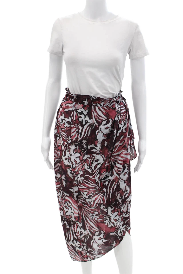 IRO Womens Silk Abstract Print Dyma Pull On Maxi Skirt Red Grey Size EUR 34 - Image 1 of 4