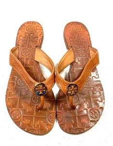 Tory Burch Brown Leather Logo Sandals Size 6M w/COA - Picture 1 of 7