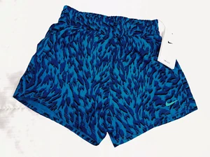 Nike One Kids Standard Fit Animal Print Shorts Dri-Fit  Blue XS - FQ4527-435 - Picture 1 of 1