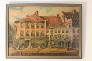 Cuadro, pintura al óleo Fuchsbräu München Theatinerstrasse firmado. Luber alrededor de 1900 #4130 - Imagen 1 de 11
