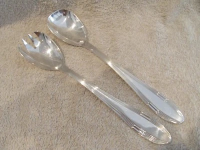 service à salade métal argenté art deco salad serving set 2p Reneka - Photo 1/4