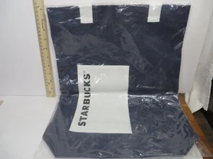 Starbucks Thailand Blue Navy Canvas Logo Tote Bag Front Pocket New in Package - Picture 1 of 6