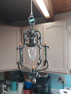 Antiga luminária de latão Tudor Revival feita por volta de 1920 Mil Wis 351 - Imagem 1 de 4