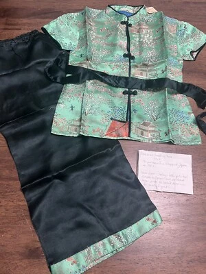 Vintage Chinese Kimono & Pants Children’s Set Girls 6 Green NOS New - Image 1 of 4