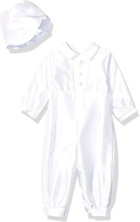 NWT Lauren Madison Baby Boys White Christening Romper & Hat 0-3 Months pau152173 - Image 1 of 1