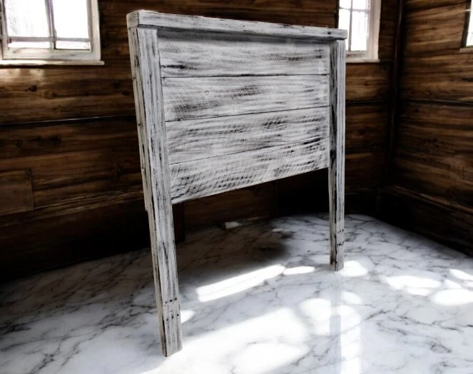 Cabecero de madera maciza artesanal envejecido encalado tamaño doble hecho en EE. UU. HBTWH Foto 1 de 4