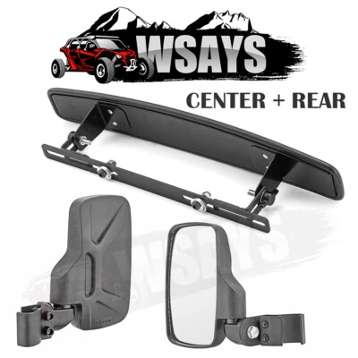 For 2016-25 Can-Am Defender Shatter-Proof Rear-View Center Mirror + Side Mirrors - Image 1 of 4