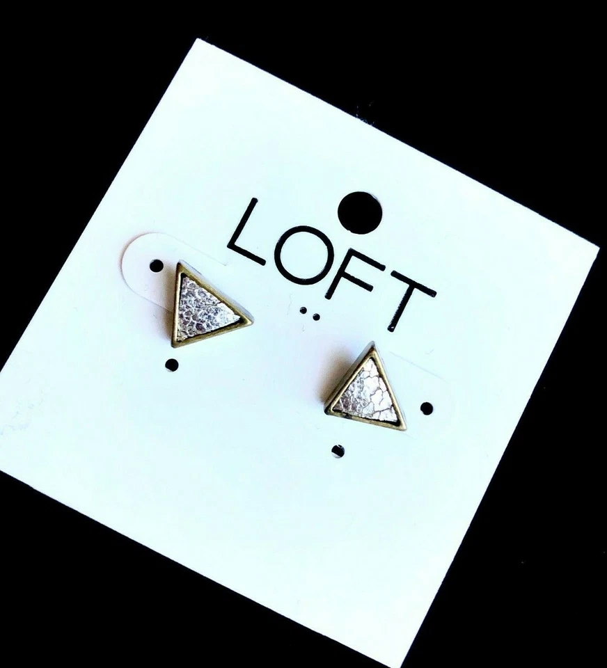 Ann Taylor LOFT Womens Howlite Triangle Stud Earrings 24.50 Ring Sz 6 24