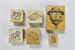 Vintage LOT of 6 BULLDOG RUBBER STAMPS #07090 - Picture 1 of 2