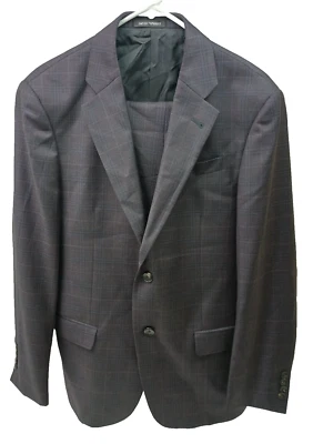 Traje de lana Emporio Armani para hombre marrón oscuro a cuadros línea G decorativo talla 50 R EU / 40 US Foto 1 de 4