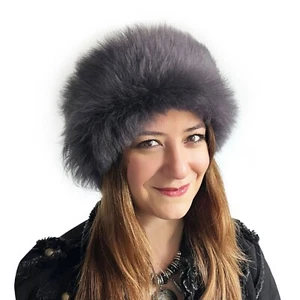 100% Real Wool Fur with Real Nubuck Leather Top,  Winter Warmer Hat For Gray - Picture 1 of 10