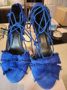 Next Signature Blue Suede High Heel Sandal Size 6.5 - Picture 1 of 5