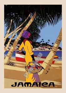 JAMAICA CUBA Vintage Retro Travel Railways Print Poster Wall Art Picture A4 + - Picture 1 of 2