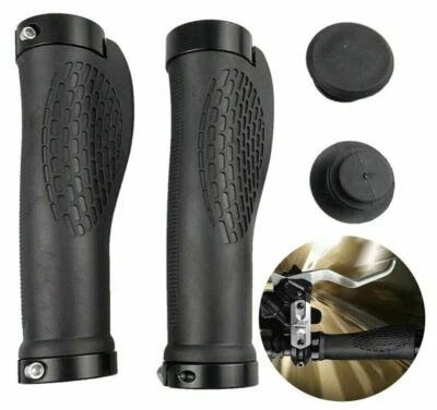 Rubber Bicycle Handlebar Grips Ergonomic Bike Grips Double Lock Handle Bar Black - Image 1 of 4