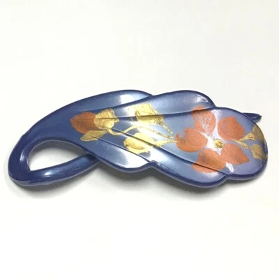 Corredor lateral deslizable con pinza para el cabello hoja de flor pintada francesa hecho en Francia Foto 1 de 2