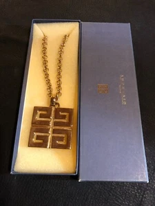 GIVENCHY Necklace Chain AUTH Vintage Rare Logo Gold Pendant choker Big F/S GI 13 - Picture 1 of 12