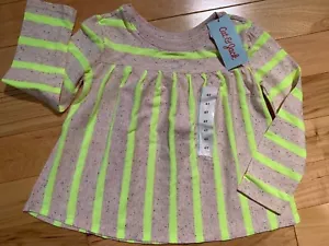 NWT Cat & Jack Girls Long Sleeve Pullover Top Peach W/Yellow Stripe Sz 4T Girl - Picture 1 of 4
