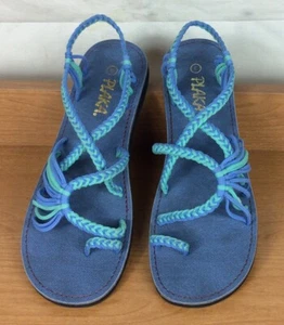 Plaka Sandals Womens 9 Palm Leaf Flats Summer Beach Walking Rope Slip On - Picture 1 of 5