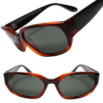 Настоящие винтажные черные смелые угловые прямоугольные коричневые и черные солнцезащитные очки в стиле гранж - Изображение 1 из 3